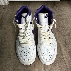 Nike Kids White and Purple High-Top Sneakers